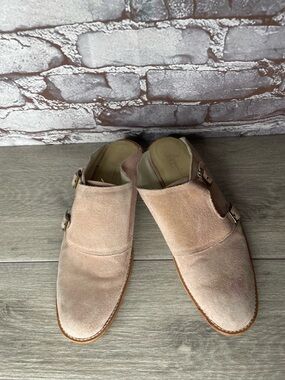 Esquivel Handmade Pink Suede Leather Double Strap Mules Flats women 9M US/40EU